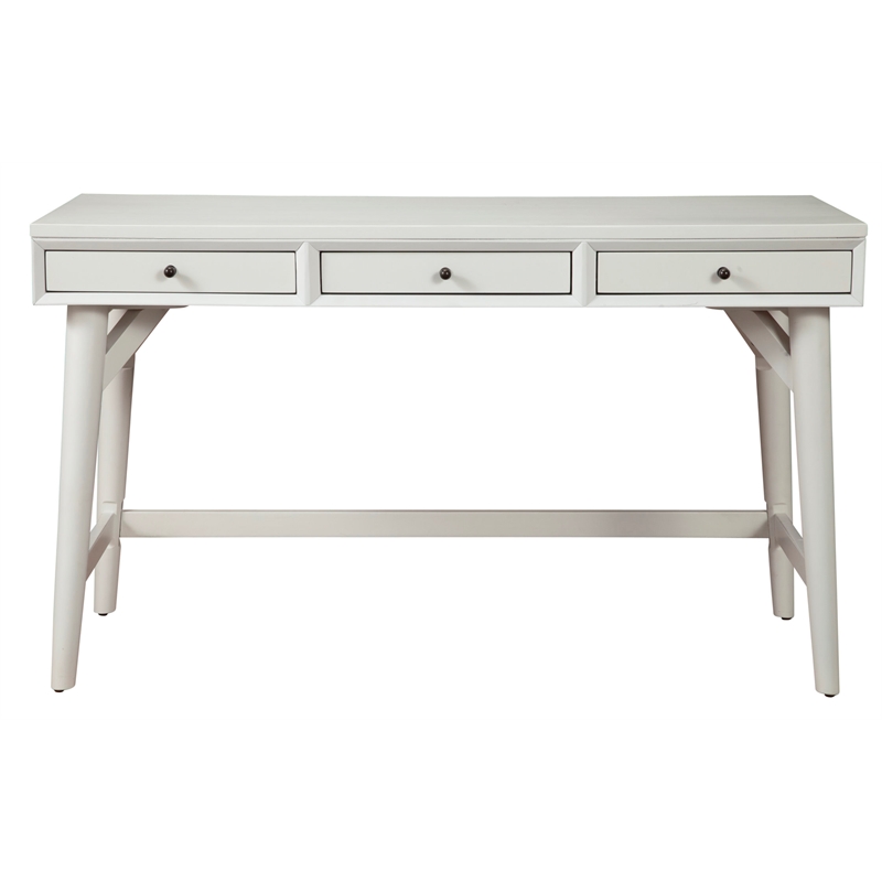 Alpine Furniture Flynn Large Wood 3 Drawer Desk in White