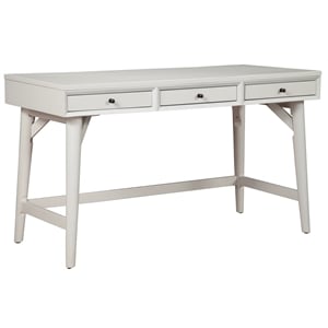 Alpine Furniture Flynn Large Wood 3 Drawer Desk in White