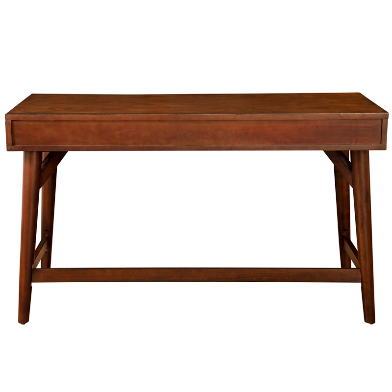 Alpine Furniture Flynn Large Wood 3 Drawer Desk in Walnut