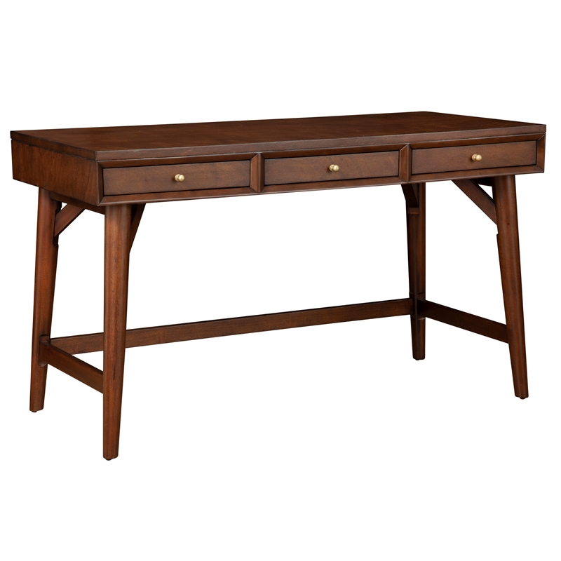 Alpine Furniture Flynn Large Wood 3 Drawer Desk in Walnut