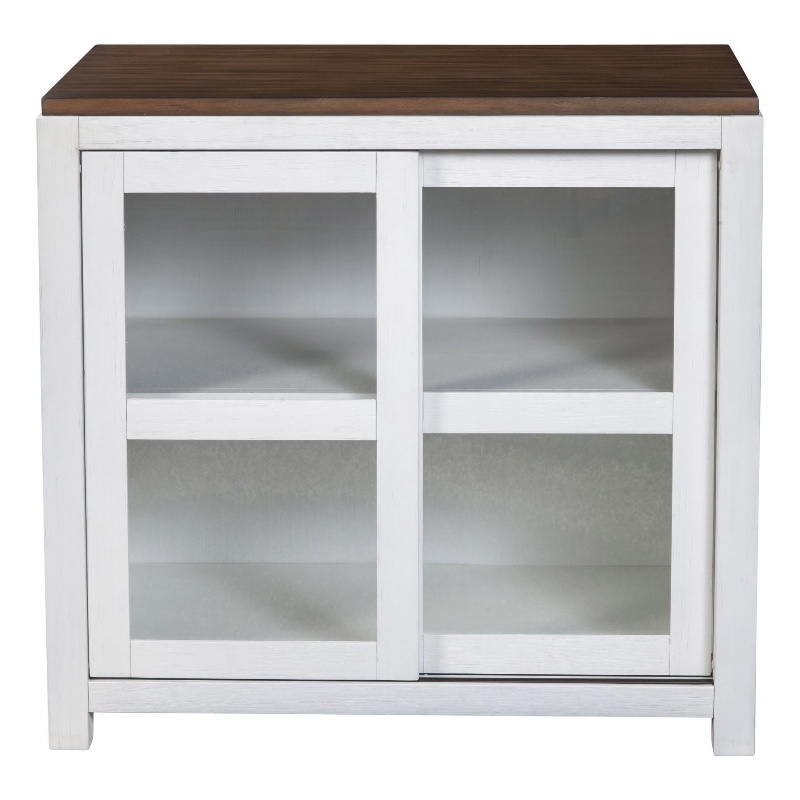 Alpine Furniture Donham Small Wood Display Cabinet in Brown and White