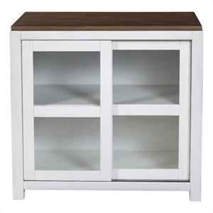 Alpine Furniture Donham Small Wood Display Cabinet in Brown and White