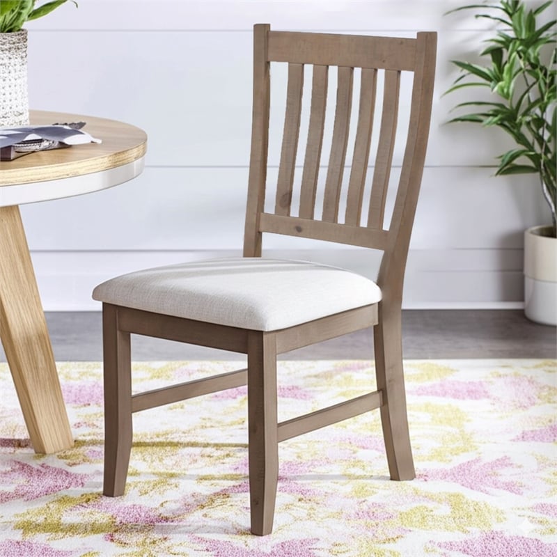 Alpine Furniture Arlo Set of 2 Wood Dining Side Chairs in Natural Brown