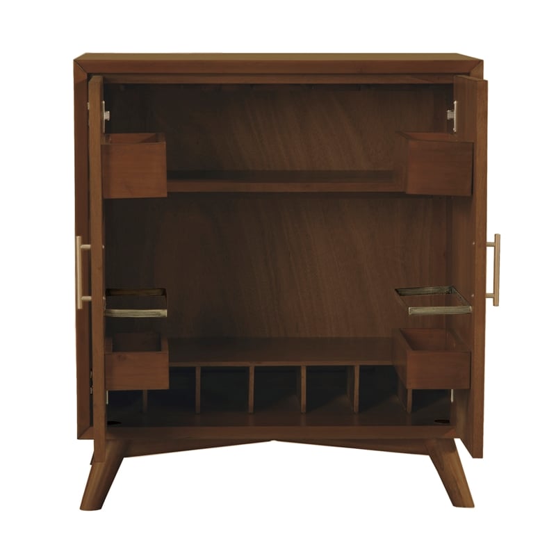 Alpine Furniture Flynn Small Bar Cabinet in Walnut