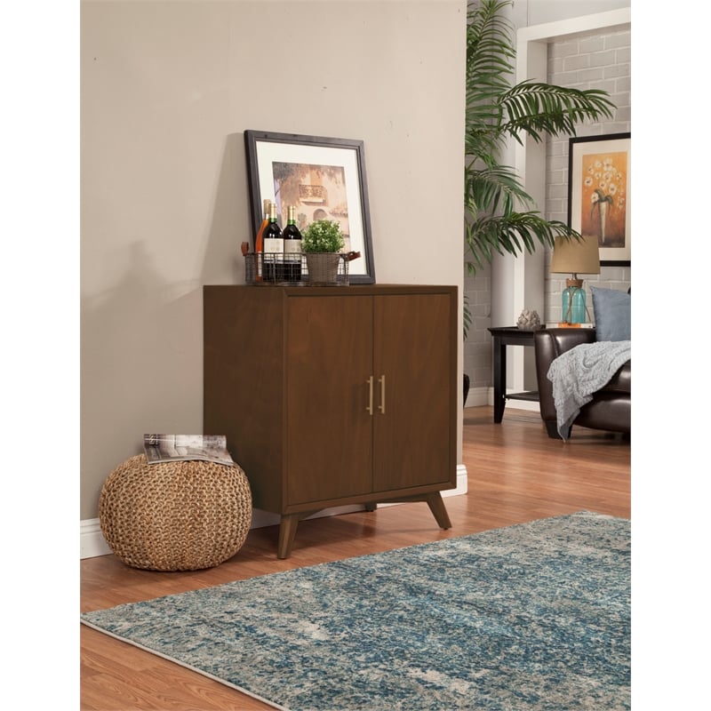 Alpine Furniture Flynn Small Bar Cabinet in Walnut