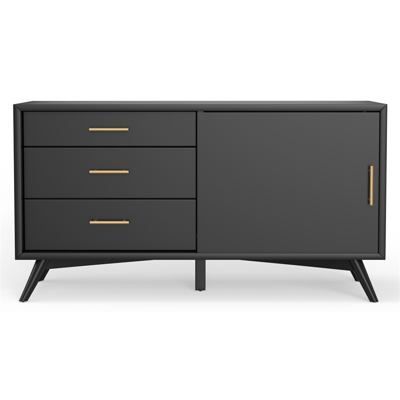 Alpine Furniture Flynn Small Wood TV Console in Black