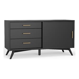 Alpine Furniture Flynn Small Wood TV Console in Black