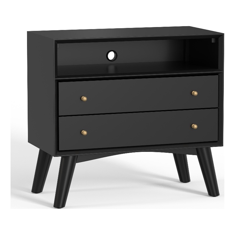 Alpine Furniture Flynn Large Wood Nightstand in Black