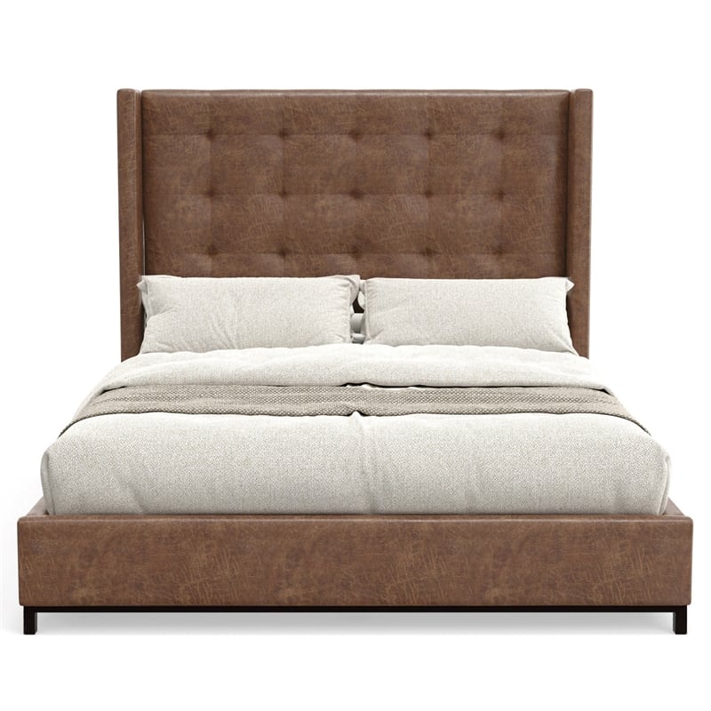 Alpine Furniture Mundo Upholstered California King Platform Bed in Brown