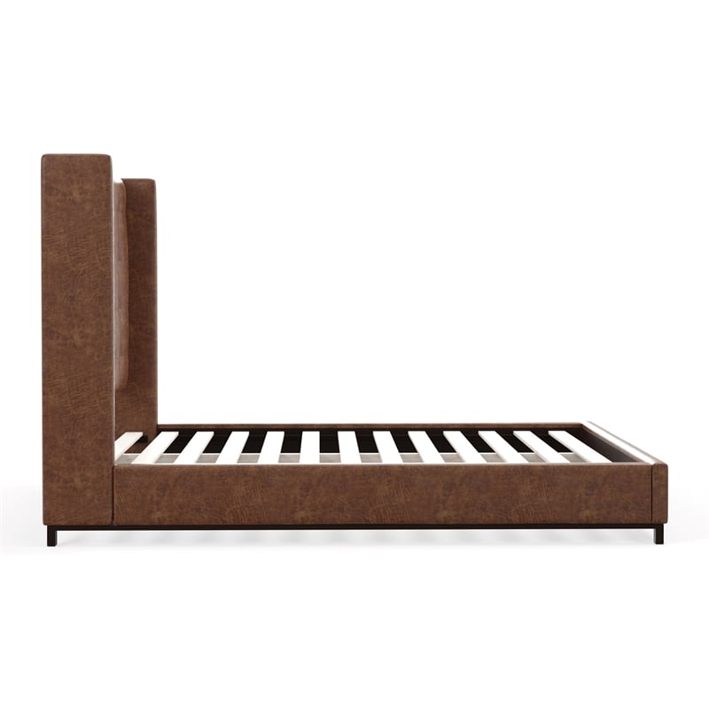 Alpine Furniture Mundo Upholstered California King Platform Bed in Brown