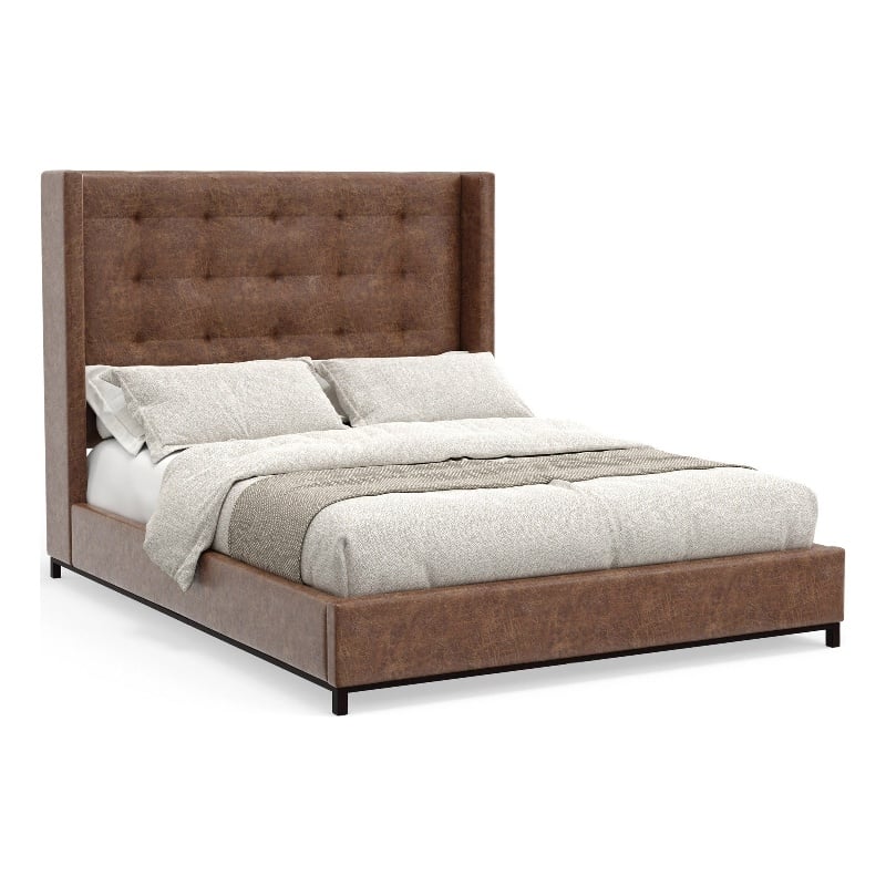 Alpine Furniture Mundo Upholstered California King Platform Bed in Brown