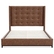 Alpine Furniture Mundo Upholstered Queen Platform Bed in Brown