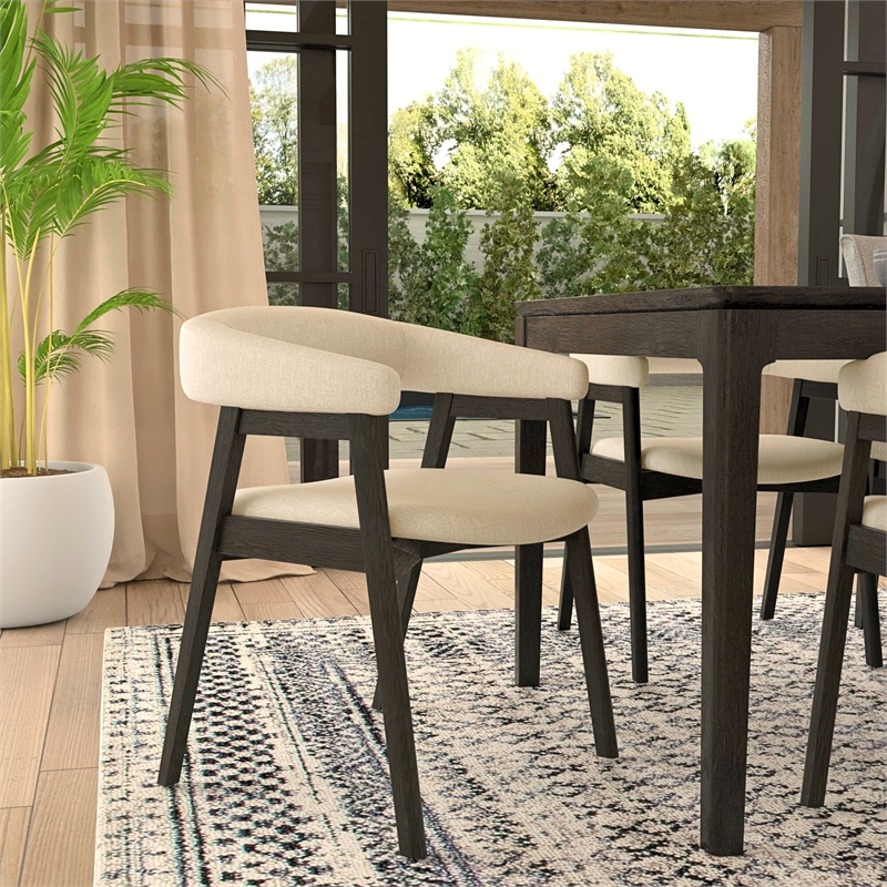 Alpine Furniture Cove Upholtered Set of 2 Dining Chairs in Vintage Black