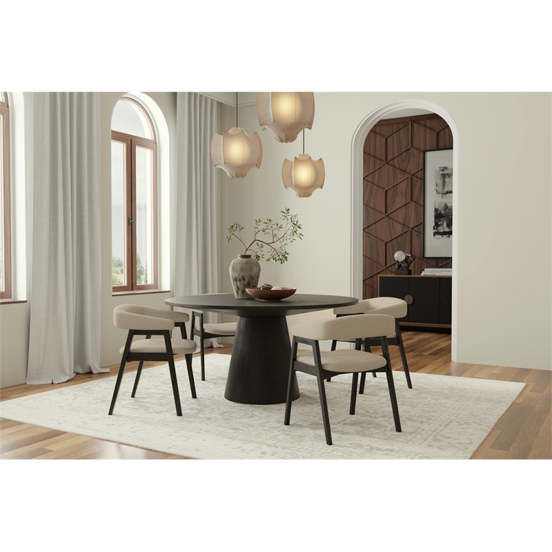 Alpine Furniture Cove Upholtered Set of 2 Dining Chairs in Vintage Black