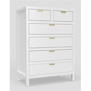 Alpine Furniture Carmel 6-Drawer Contemporary Wood Chest in White