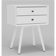 Alpine Furniture Flynn 2 Drawer Small Wood Nightstand in White