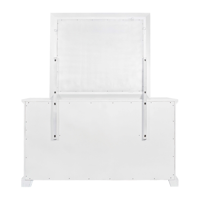Alpine Furniture Clara Transitional Wood Dresser Mirror in White Mist