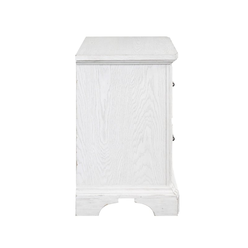 Alpine Furniture Clara 2-Drawer Transitional Wood Nightstand in White Mist