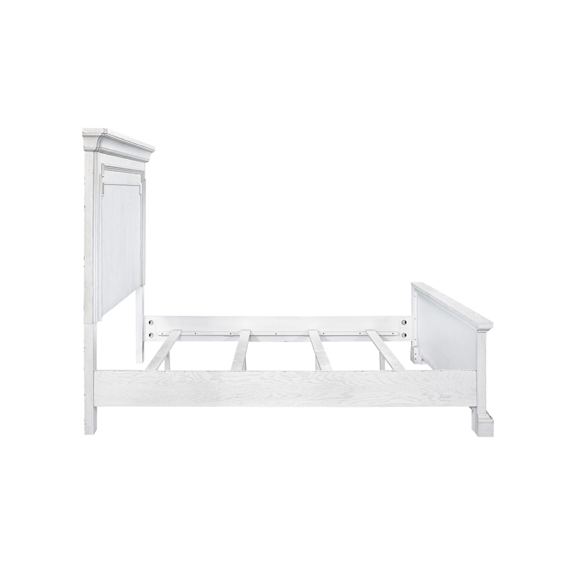 Alpine Furniture Clara Wood Queen Size Panel Bed in White Mist