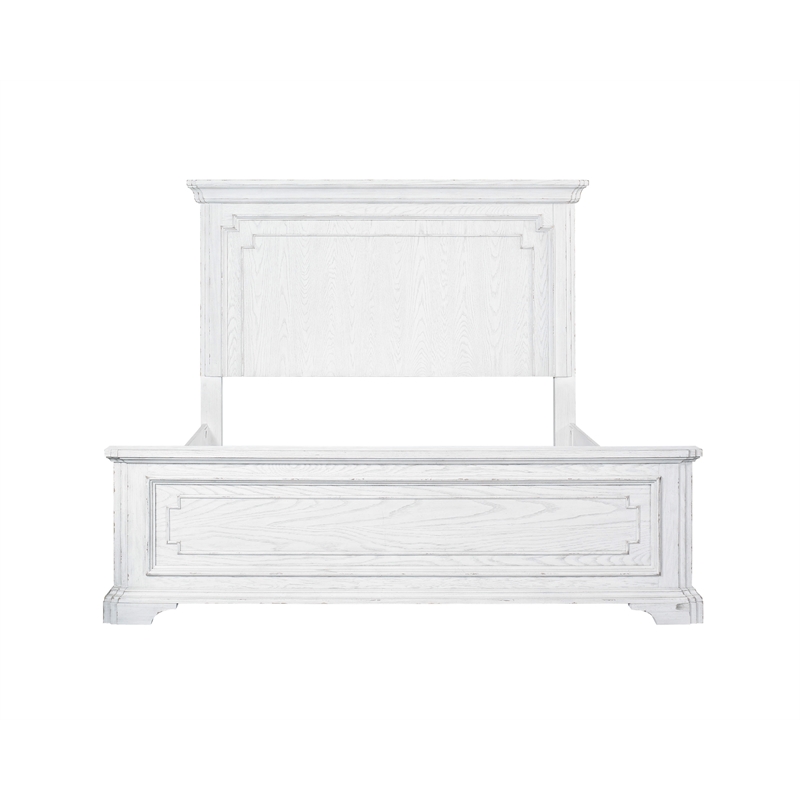 Alpine Furniture Clara Wood Queen Size Panel Bed in White Mist