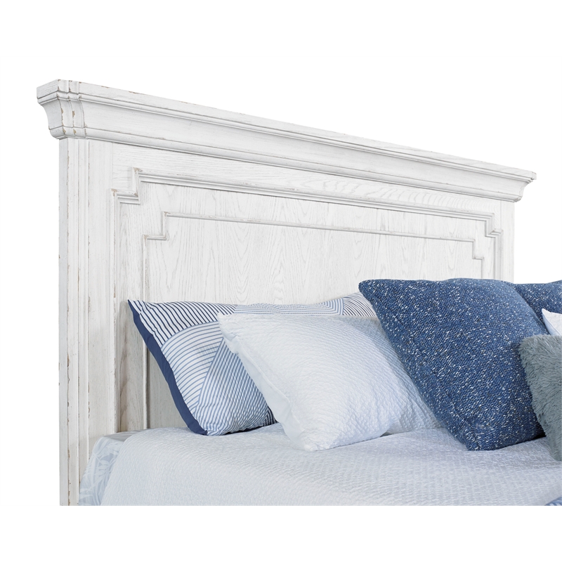 Alpine Furniture Clara Wood Queen Size Panel Bed in White Mist