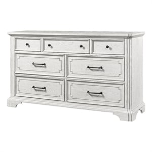Alpine Furniture Clara Wood 7 Drawer Dresser in White