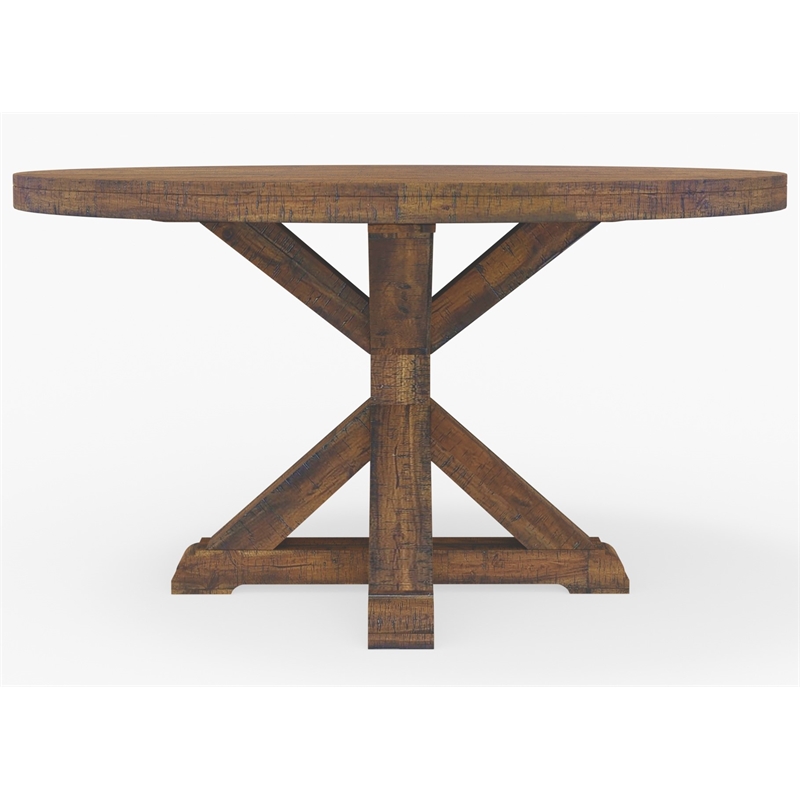 Alpine Furniture Newberry Round Dining Table in Medium Brown