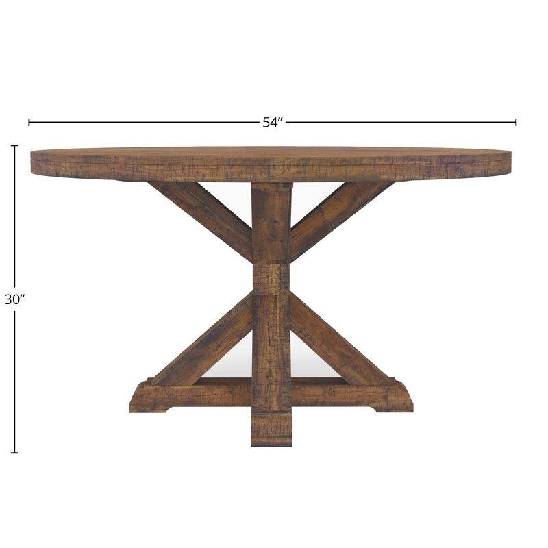 Alpine Furniture Newberry Round Dining Table in Medium Brown
