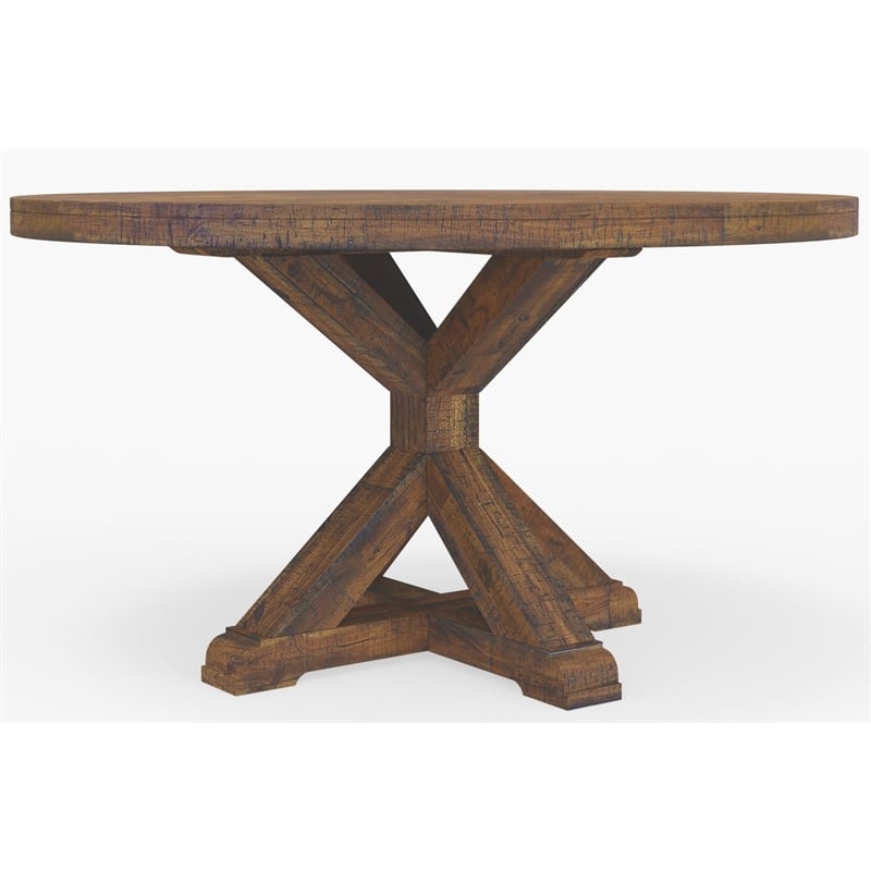 Alpine Furniture Newberry Round Dining Table in Medium Brown