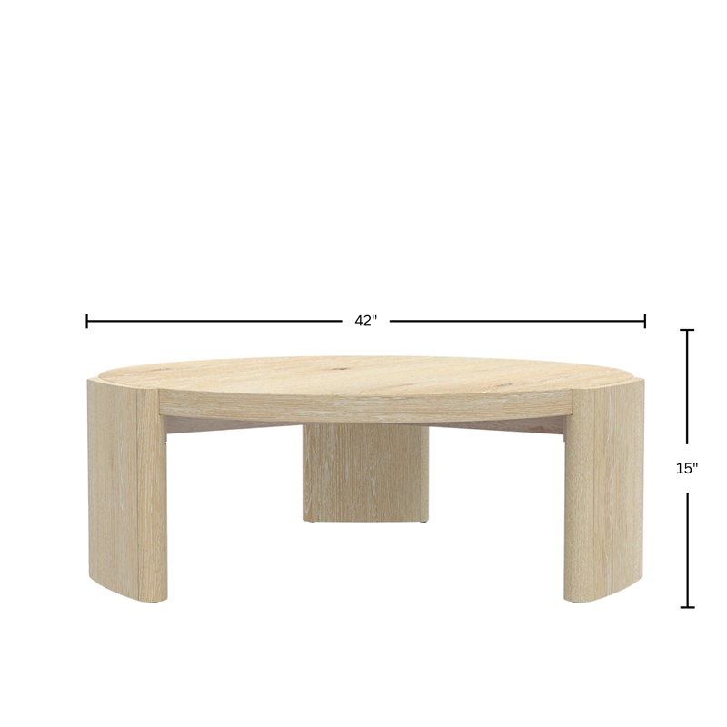 Alpine Furniture Sloane 42 in. W Round Wood Coffee Table in Natural Driftwood