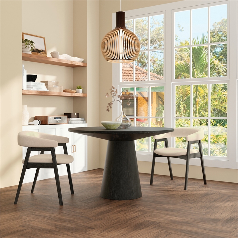 Alpine Furniture Cove 47 in. W Round Wood Dining Table in Black