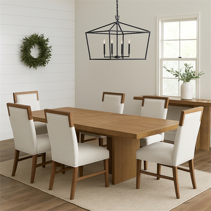 Alpine Furniture Donte Wood Set of 2 Side Dining Chairs - Oak Brown