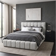 Alpine Furniture Nora Queen Upholstered Platform Bed - Light Gray