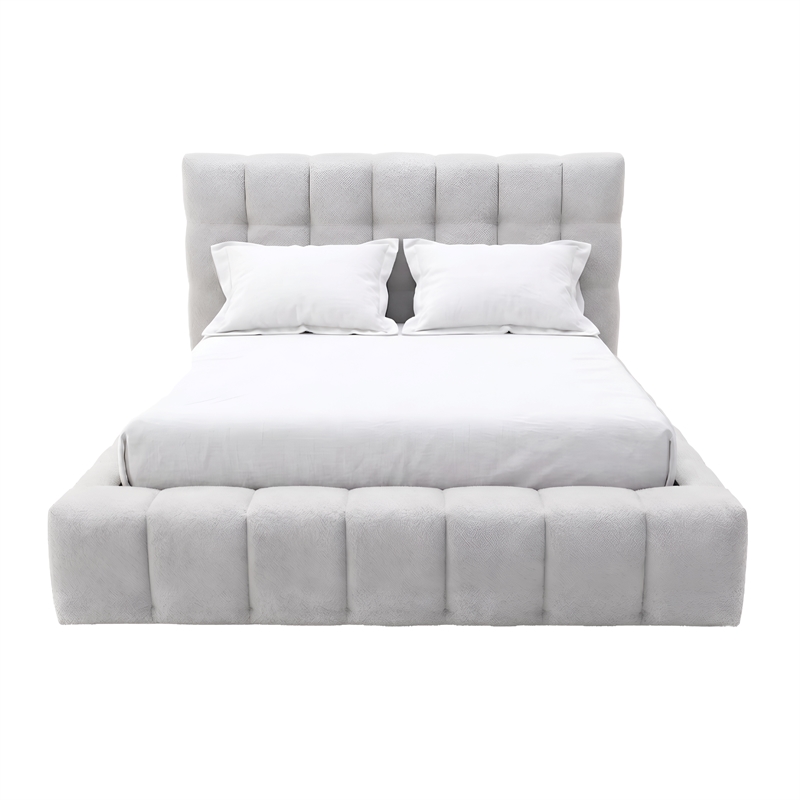 Alpine Furniture Nora Queen Upholstered Platform Bed - Light Gray