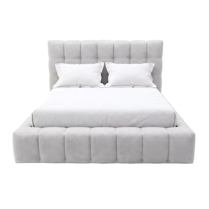 Alpine Furniture Nora Standard King Upholstered Platform Bed - Light Gray
