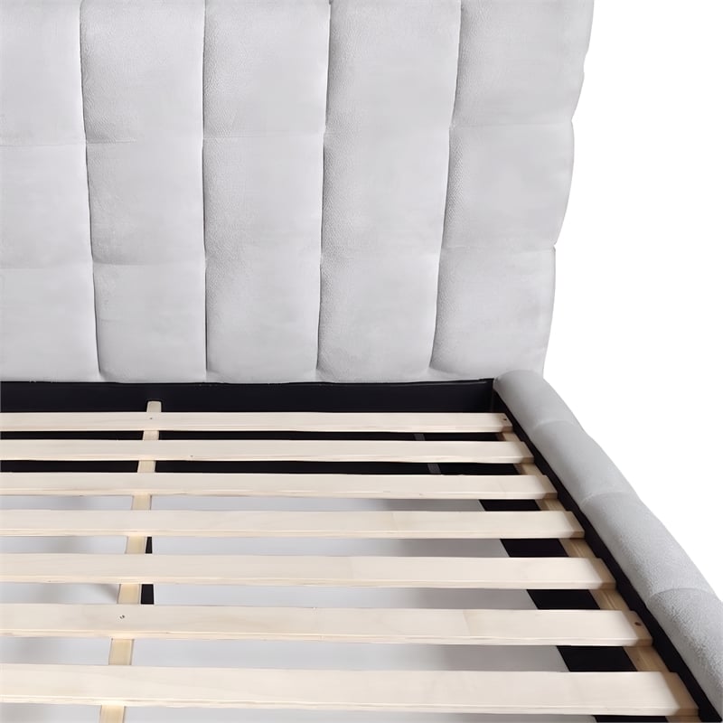 Alpine Furniture Nora Standard King Upholstered Platform Bed - Light Gray
