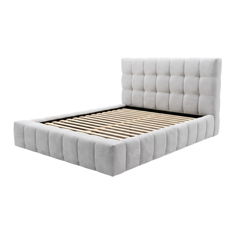 Alpine Furniture Nora Standard King Upholstered Platform Bed - Light Gray