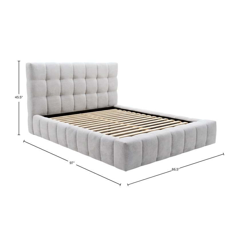 Alpine Furniture Nora Standard King Upholstered Platform Bed - Light Gray