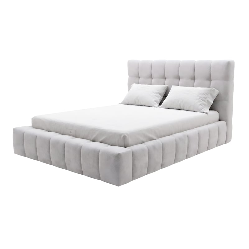 Alpine Furniture Nora Standard King Upholstered Platform Bed - Light Gray
