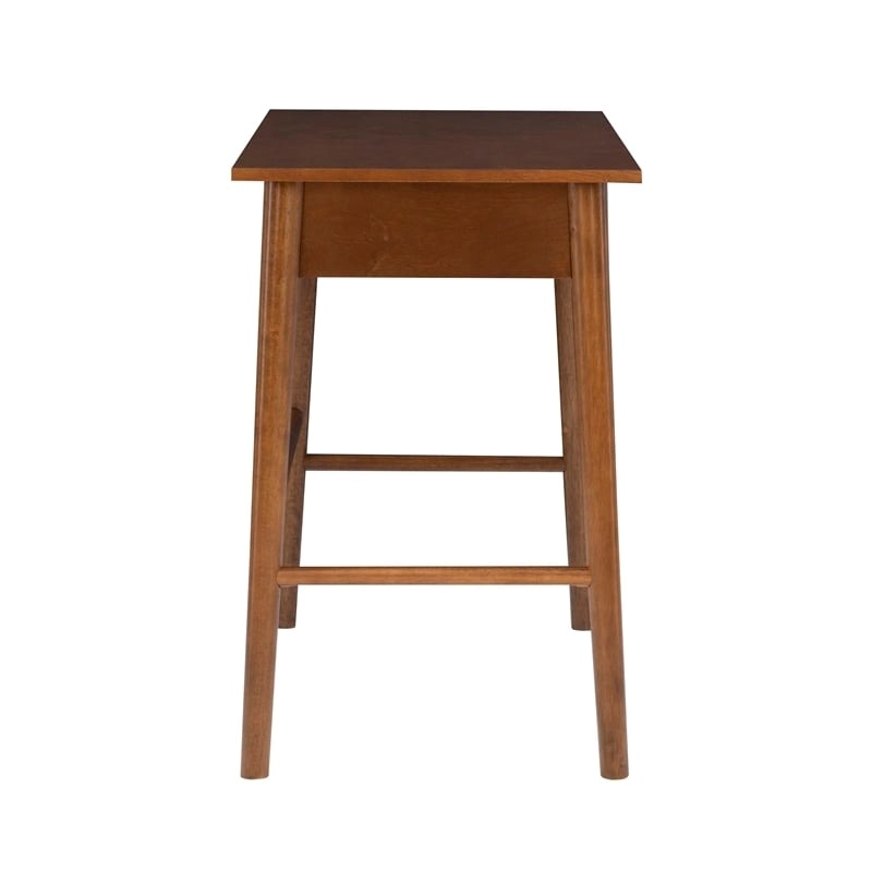 Allora 1-Drawer Mid-Century Wood Desk w/ Rounded Legs in Warm Walnut