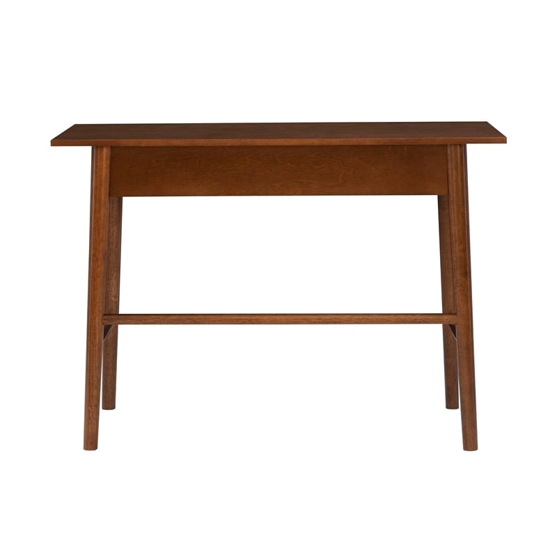 Allora 1-Drawer Mid-Century Wood Desk w/ Rounded Legs in Warm Walnut
