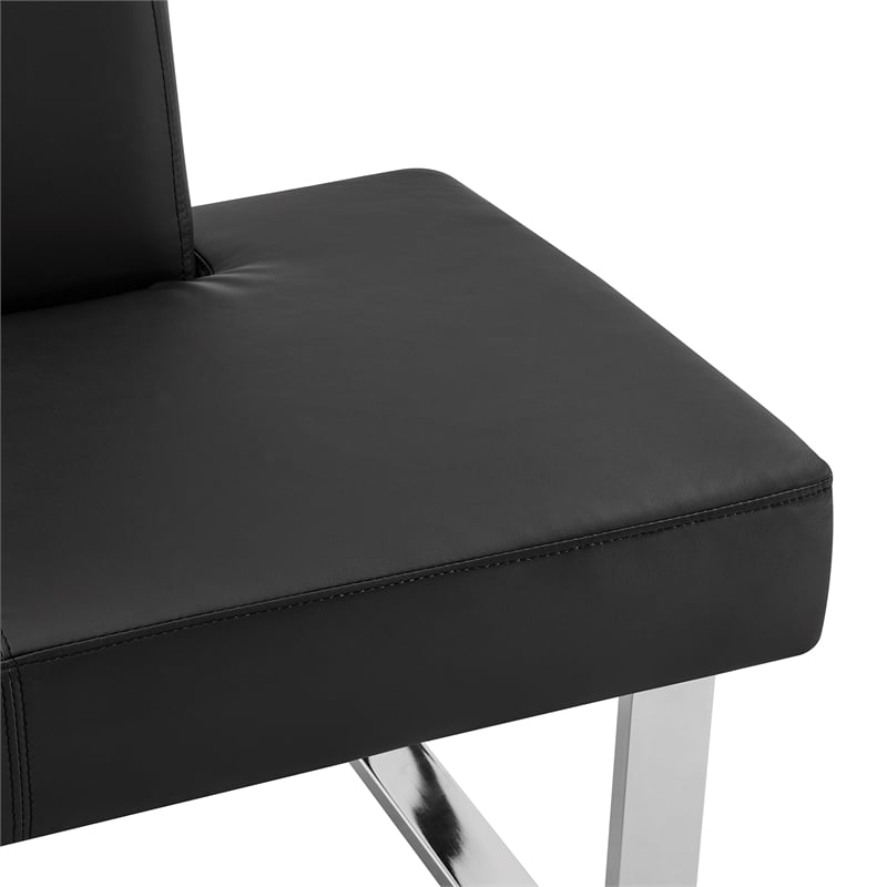 Allora Modern Faux Leather Upholstered Corner Sofa Nook in Black/Chrome