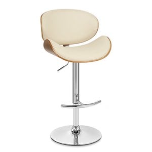 Allora Adjustable Faux Leather Bar Stool in Cream