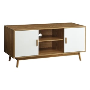 Allora Mid-Century Wood TV Stand for TVs up to 46&quot in White/Natural
