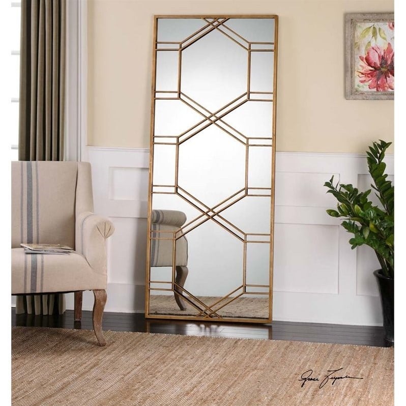 Allora Leaner Mirror in Gold Leaf