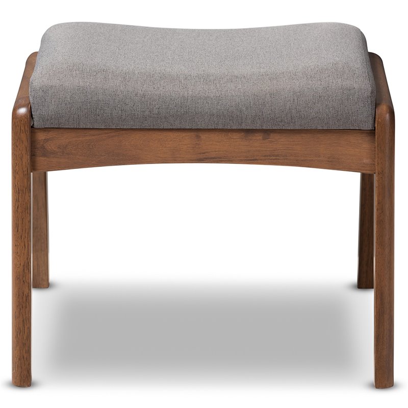 Allora Upholstered Ottoman in Gray and Walnut