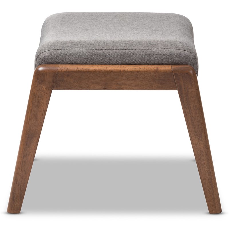 Allora Upholstered Ottoman in Gray and Walnut