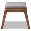 Allora Upholstered Ottoman in Gray and Walnut
