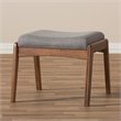 Allora Upholstered Ottoman in Gray and Walnut