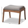 Allora Upholstered Ottoman in Gray and Walnut